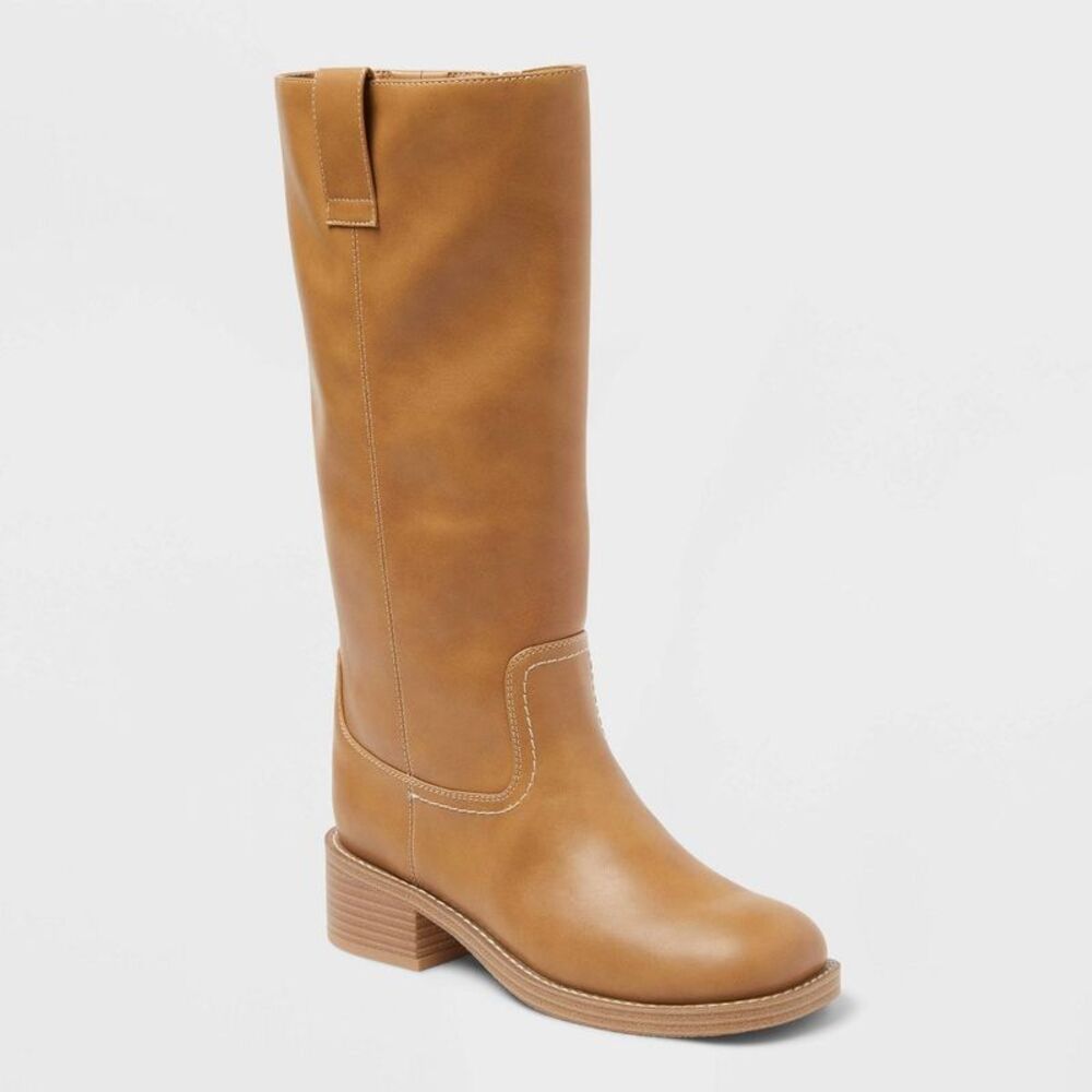 Women's Mai Wide Calf Boots with Memory Foam Insole - Universal Thread Tan 7WC